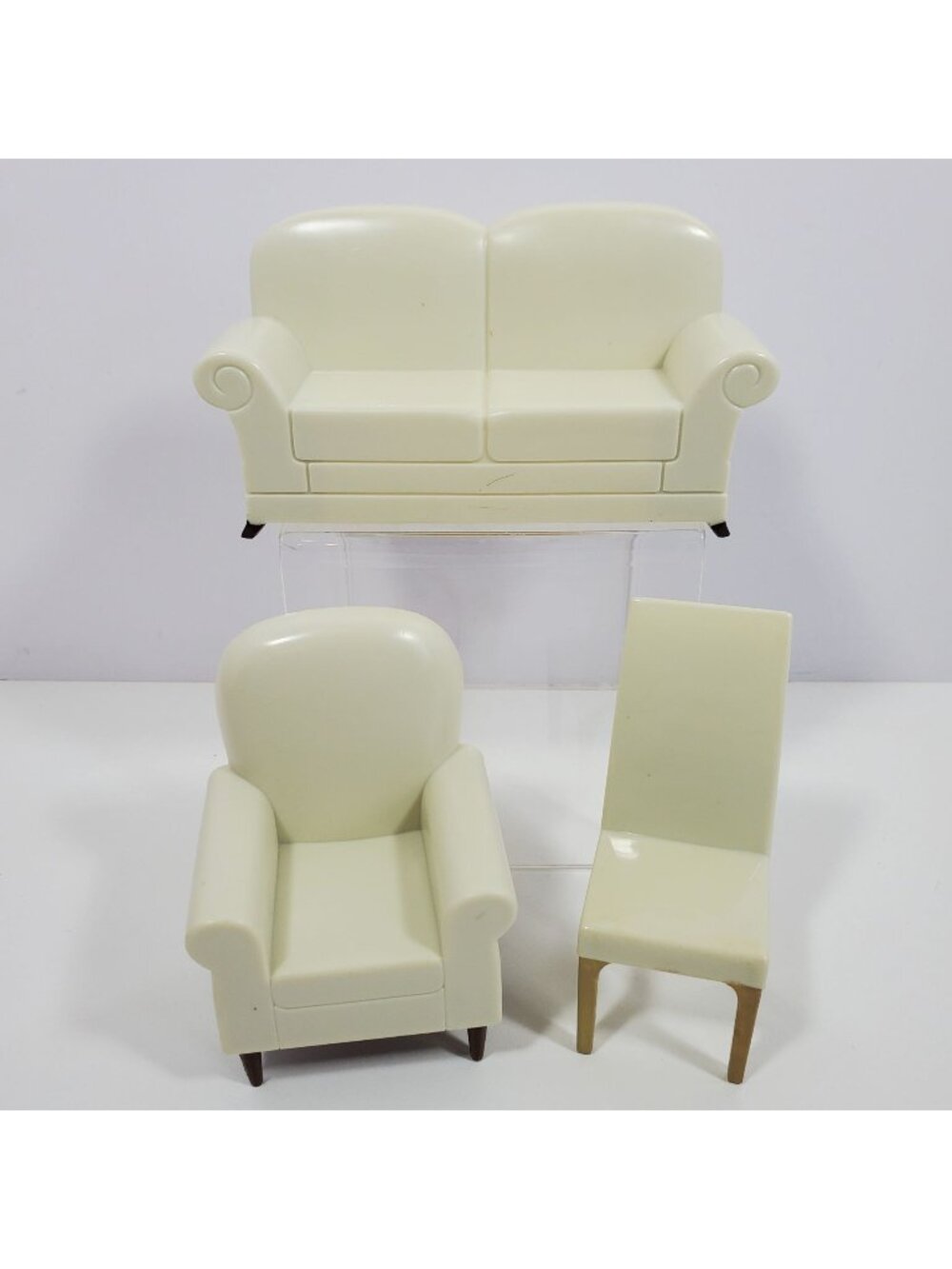 Couch Armchair Dining Chair Vintage Plastic Unmarked Dollhouse Furniture Lot